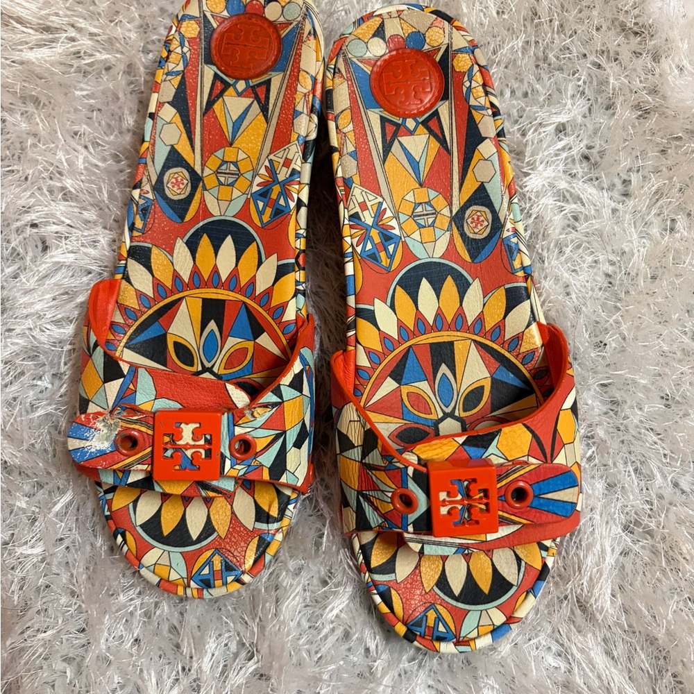 Tory Burch Multicolor Geometric Slide Sandals - Picture 7 of 10